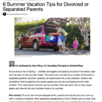 This is a screenshot of the article '6 Summer Vacation Tips for Divorced or Separated Parents'.
