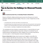 Screenshot of the article Tips to Survive the Holidays for Divorced Parents on The Huffington Post.
