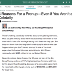 Screenshot of the article 5 Reasons For a Prenup – Even if You Aren’t a Celebrity on The Huffington Post.