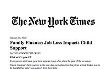 Screenshot of the article Family Finance: Job Loss Impacts Child Support on The New York Times.