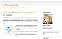 Screenshot of the article Say Goodbye to Facebook and Twitter When Going Through a Divorce on Brilliantexits Blog.
