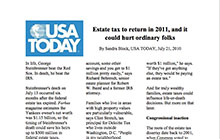 Screenshot of the article The Future of Estate Tax on USA Today.