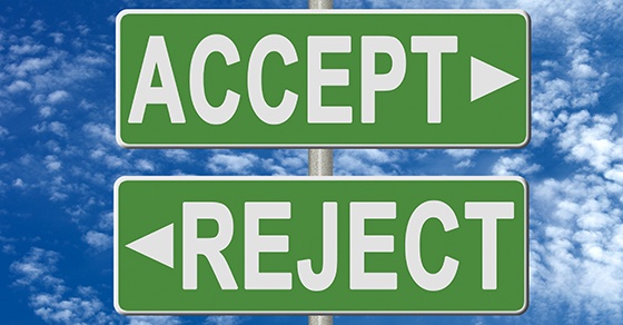 Signs that read Accept and Reject.
