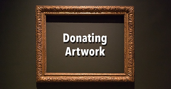 A blank frame with the words Donating Artwork in the center.