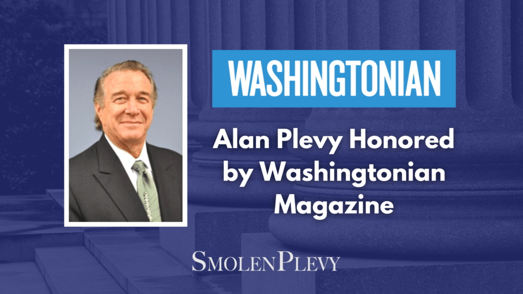 Alan Plevy Honored by Washingtonian Magazine as Top Lawyer in 2018